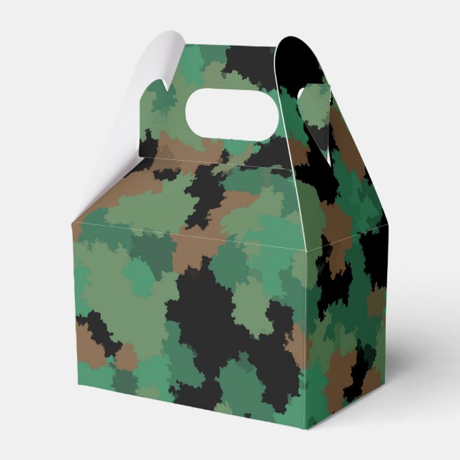 Green Army Jungle Camouflage Pattern Design  Favour Box (Front Side)