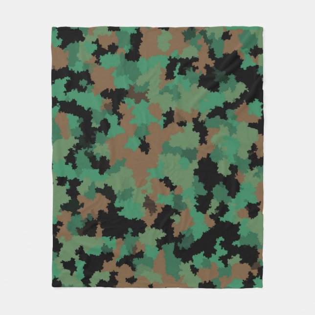 Green Army Jungle Camouflage Pattern Design  Fleece Blanket (Front)