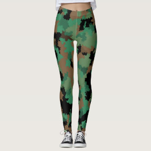 Green Army Jungle Camouflage Pattern Design Leggings