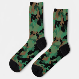Green Army Jungle Camouflage Pattern Design Socks