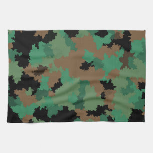 Green Army Jungle Camouflage Pattern Design Tea Towel