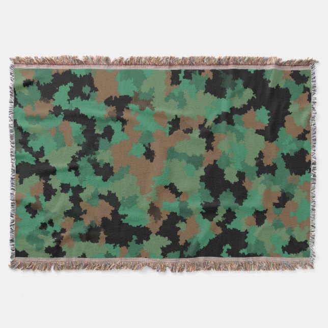 Green Army Jungle Camouflage Pattern Design  Throw Blanket (Front)
