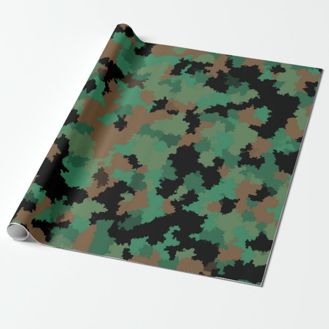 Green Army Jungle Camouflage Pattern Design  Wrapping Paper (Unrolled)
