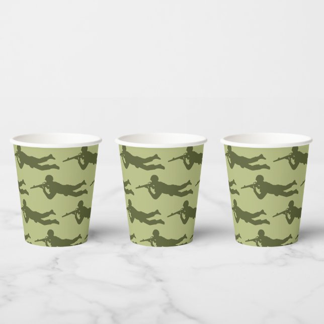 Green Army Man Sniper Pose  Paper Cups (Multi)