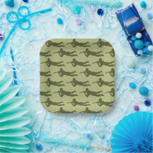 Green Army Man Sniper Pose Paper Plate