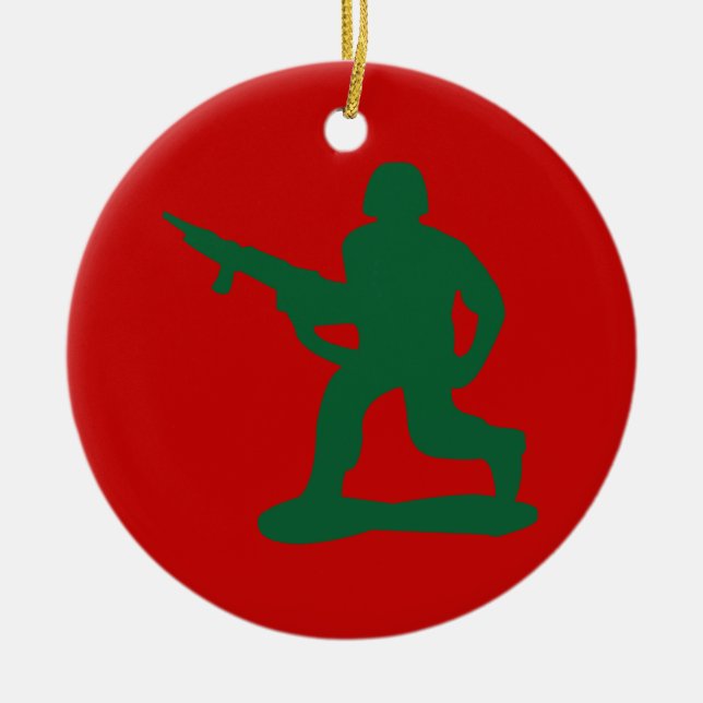 Green Army Men Ceramic Tree Decoration (Front)