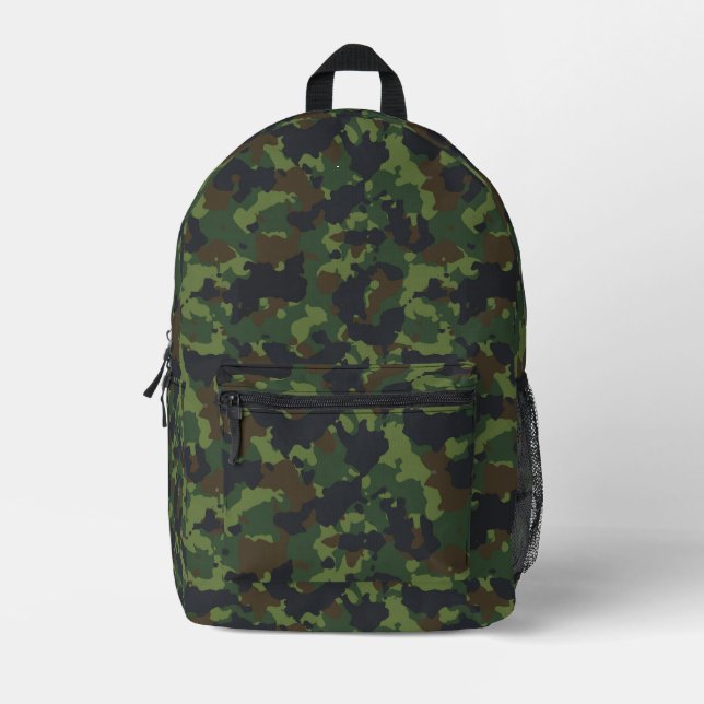 Green Army Military Camouflage Camo Printed Backpack (Front)