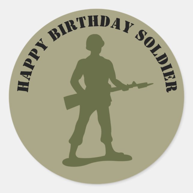 Green Army Soldiers Add Your Text Classic Round Sticker (Front)