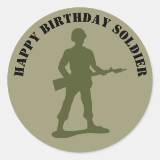 Green Army Soldiers Add Your Text Classic Round Sticker