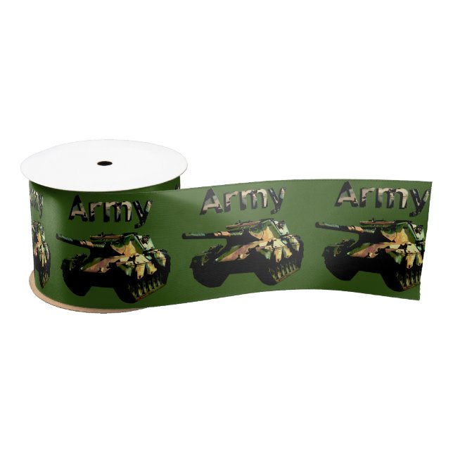 Green Army Tank, Satin Ribbon (Spool)