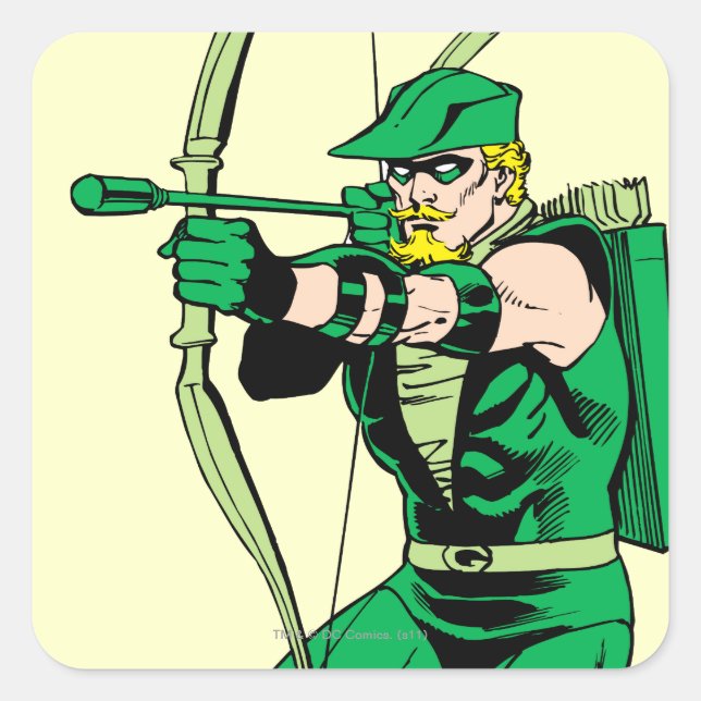 Green Arrow Shooting Arrow Square Sticker (Front)