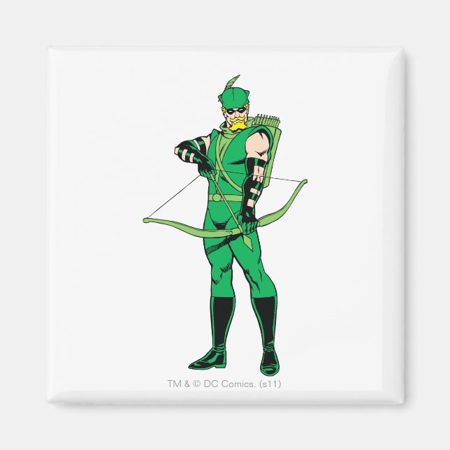 Green Arrow Standing with Bow Magnet (Front)
