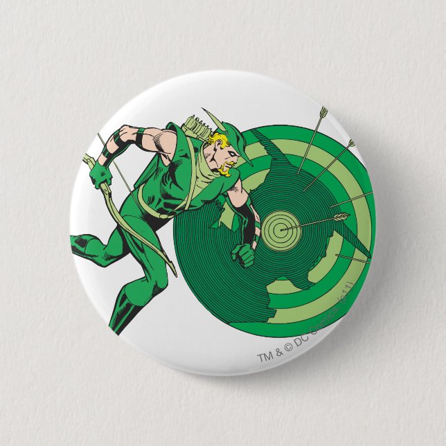 Green Arrow with Target 2 6 Cm Round Badge (Front)