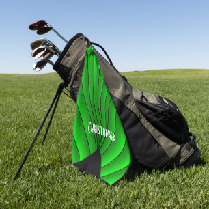 Green Art Deco Design Personalised Golf Towel