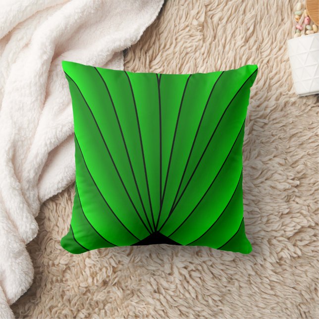 Green Art Deco Fan Design Cushion (Blanket)