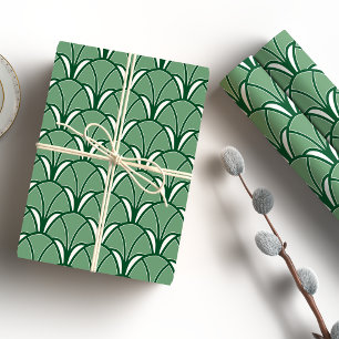 Green Art Deco Fan Wrapping Paper