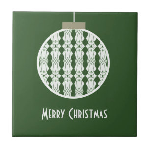 Green Art Deco Ornament Tile