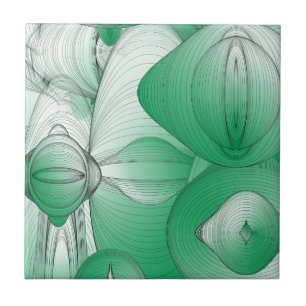 Green Art Deco Oval Tile