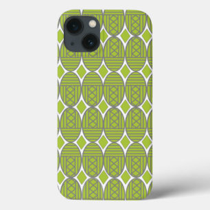 Green Art Deco Ovals iPhone 13 Case