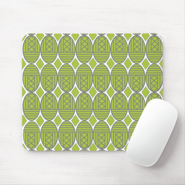 Green Art Deco Ovals  Mouse Pad (With Mouse)