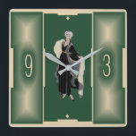 Green Art Deco Square Wall Clock<br><div class="desc">Great clock design.You will love it like others. Be free to use this design for other product you like or to customise and add your text. Follow me for more. Thank you. Have a nice day.</div>