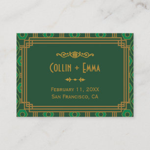 Green Art Deco Wedding Place Cards