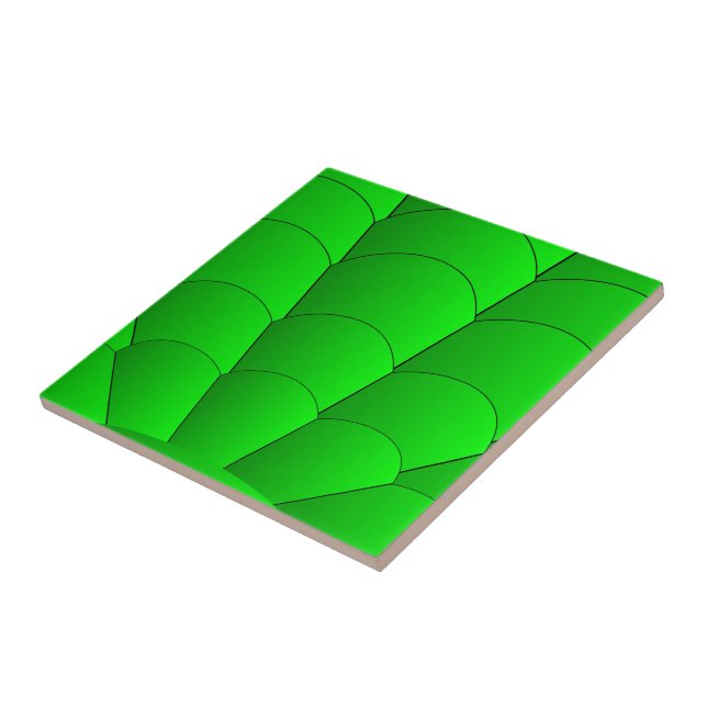 Green Art Nouveau Design Ceramic Tile (Side)