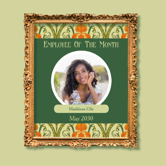 Green Art Nouveau Employee Of The Month Sign