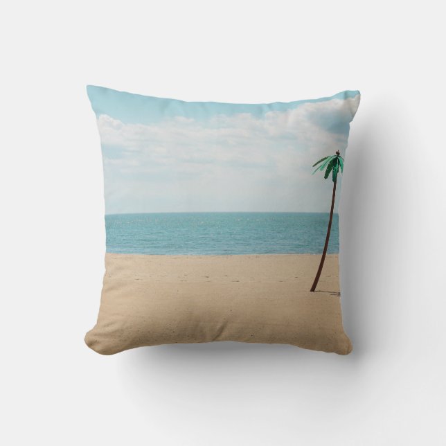 Green artificial palm tree on seashore cushion (Front)