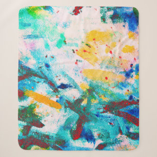 Green Artistic Canva. Purple Cool Illustration. Or Sherpa Blanket