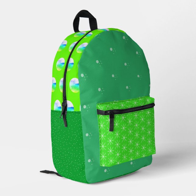 Green artistic polka dots Backpack (Back Corner Left)