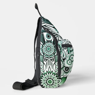 Green Artistic Tribal Design Sling Bag