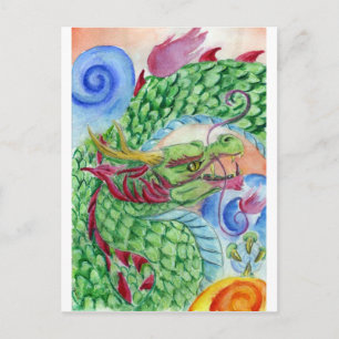 Green Asian Dragon Postcard