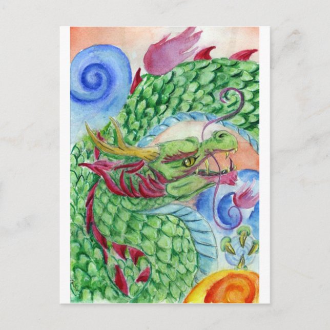 Green Asian Dragon Postcard (Front)