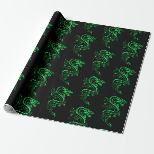 Green Asian Dragon Wrapping Paper