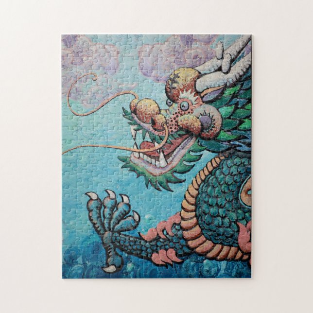 Green Asian Style Dragon Jigsaw Puzzle (Vertical)