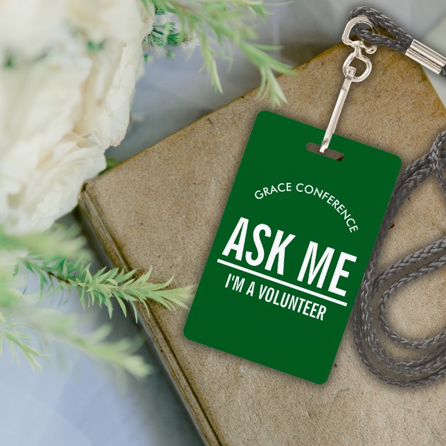 Green Ask me I'm a volunteer id badge (Creator Uploaded)