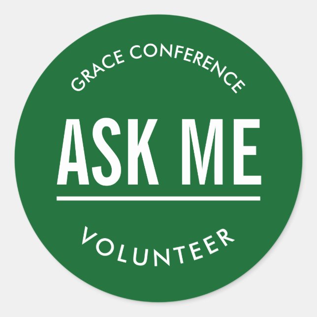 Green ask me volunteer stickers (Front)