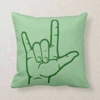 Green ASL I Love You Throw Pillow