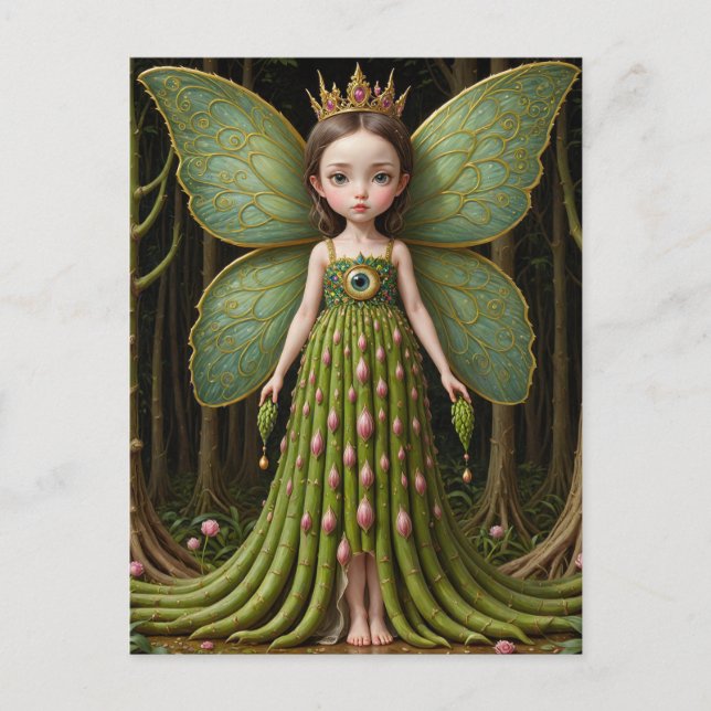 Green Asparagus Fairy Postcard (Front)