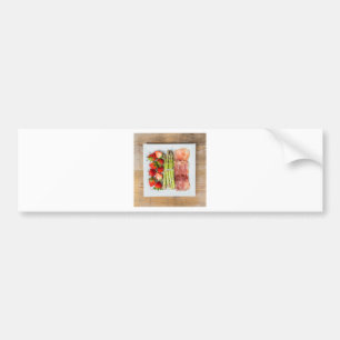 Green asparagus with ham and strawberries bumper sticker