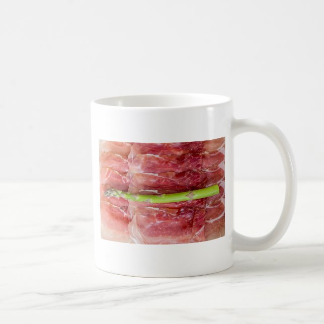 Green asparagus with ham macro coffee mug (Right)