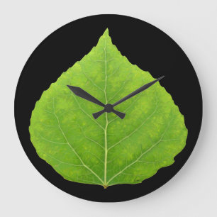 Green Aspen Leaf #11 Large Clock