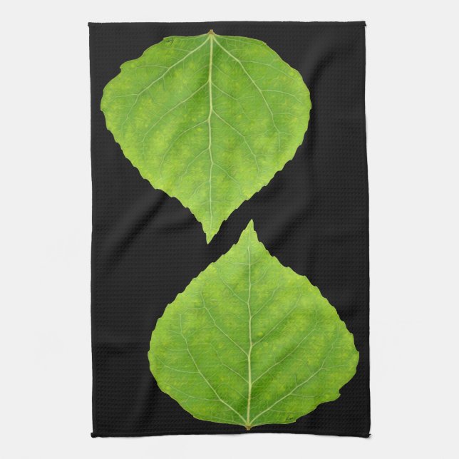 Green Aspen Leaf #11 Tea Towel (Vertical)