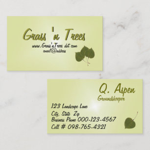 Green Aspen Leaves Lawn Care Services  Business Card