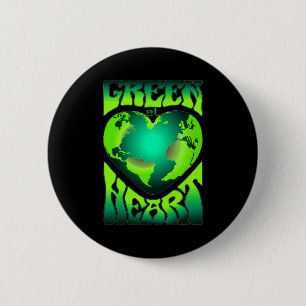 Green At Heart Eco Environmentally Friendly Retro 6 Cm Round Badge