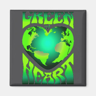 Green At Heart Eco Environmentally Friendly Retro  Magnet