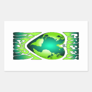 GREEN AT HEART Eco Environmentally Friendly Retro Rectangular Sticker