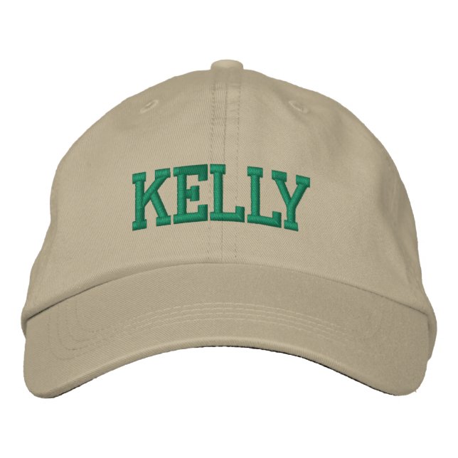 Green Athletic Block Monogram Custom Name Embroidered Hat (Front)