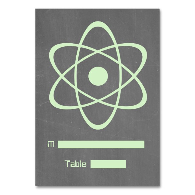 Green Atomic Chalkboard Place Card (Front)